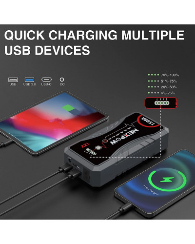 Пусковий пристрій NEXPOW Car Jump Starter, 1500A Peak Car Battery Jump Starter Q10S