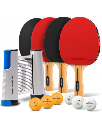 Набір для настільного тенісу з портативною сіткою PRO-SPIN All-in-One Portable Ping Pong Paddles Set Набір для настільного тенісу з портативною сіткою PRO-SPIN All-in-One Portable Ping Pong Paddles Set