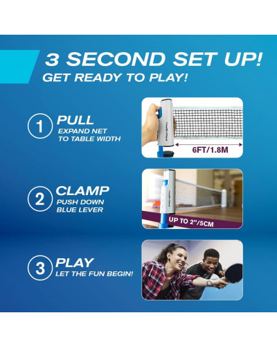 Набір для настільного тенісу з портативною сіткою PRO-SPIN All-in-One Portable Ping Pong Paddles Set Набір для настільного тенісу з портативною сіткою PRO-SPIN All-in-One Portable Ping Pong Paddles Set