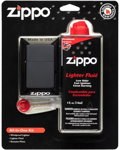 Набір Zippo All-in-One з чорною матовою вітрозахисною запальничкою