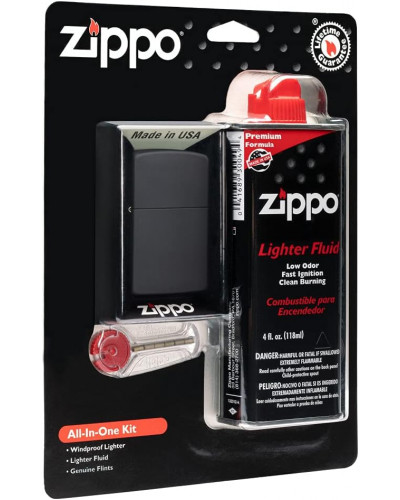 Набір Zippo All-in-One з чорною матовою вітрозахисною запальничкою