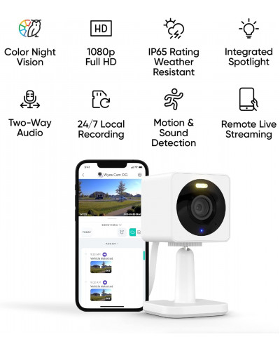 Камера відеоспостереження WYZE Cam OG 1080p HD Wi-Fi зовнішня/внутрішня IP65, кольорове нічне бачення, прожектор