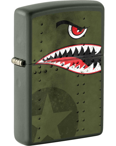Запальничка Zippo Lighter, Fighter Plane Nose Art (Shark Teeth) - Green Matte (80976)