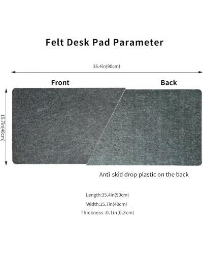 Килимок для мишки та клавіатури DAWNTREES Non-Slip Felt Desk Mat 90x40 см