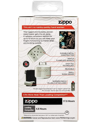 Грілка для рук Zippo 12 Hour Refillable Hand Warmer срібляста