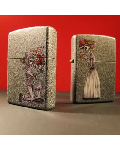 Набір з 2 запальничок Zippo Skeleton Flowers Iron Stone