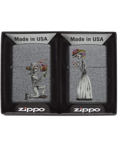 Набір з 2 запальничок Zippo Skeleton Flowers Iron Stone
