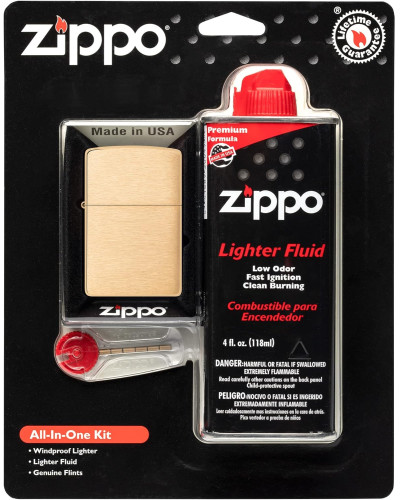 Набір Zippo All-in-One Kit with Brushed Brass Windproof Lighter