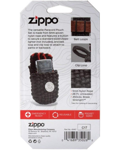 Чохол для запальнички Zippo з паракорду чорний, 40467