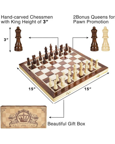 Шаховий набір AMEROUS Magnetic Wooden Chess Set, 38 см