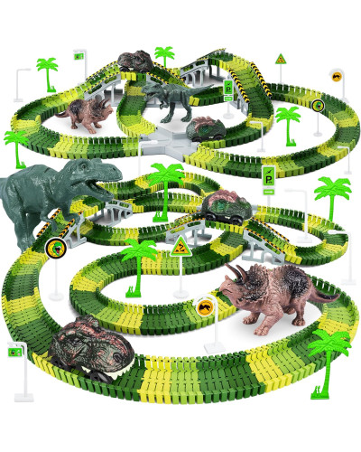 Конструктор Автомобільний трек Динопарк Dinosaur Toys Road Race Track Playset – 252 деталей для захопливої гри