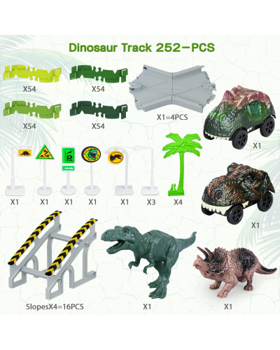 Конструктор Автомобільний трек Динопарк Dinosaur Toys Road Race Track Playset – 252 деталей для захопливої гри