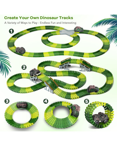 Конструктор Автомобільний трек Динопарк Dinosaur Toys Road Race Track Playset – 252 деталей для захопливої гри