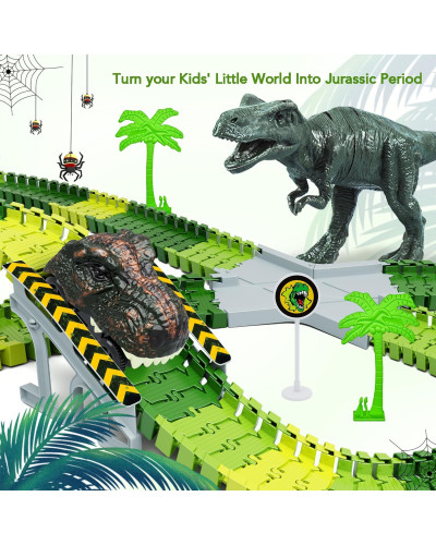 Конструктор Автомобільний трек Динопарк Dinosaur Toys Road Race Track Playset – 252 деталей для захопливої гри