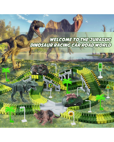 Конструктор Автомобільний трек Динопарк Dinosaur Toys Road Race Track Playset – 252 деталей для захопливої гри